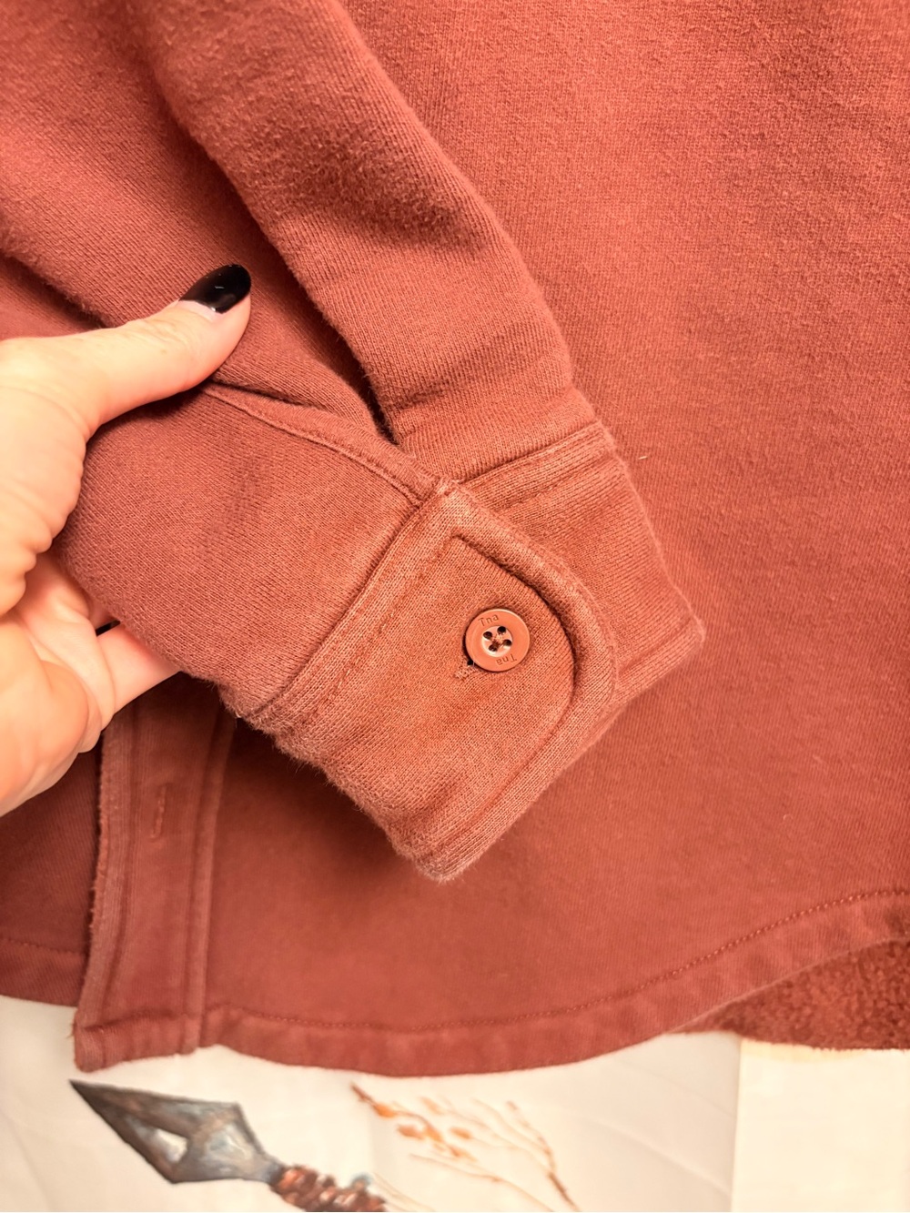 Small TNA Rust Button-Front Fleece Jacket - Picture 3 of 6